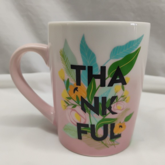 Starbucks Other - Starbucks 2020 ~ 10 oz "THANKFUL" Cup Mug Floral Pink & Green